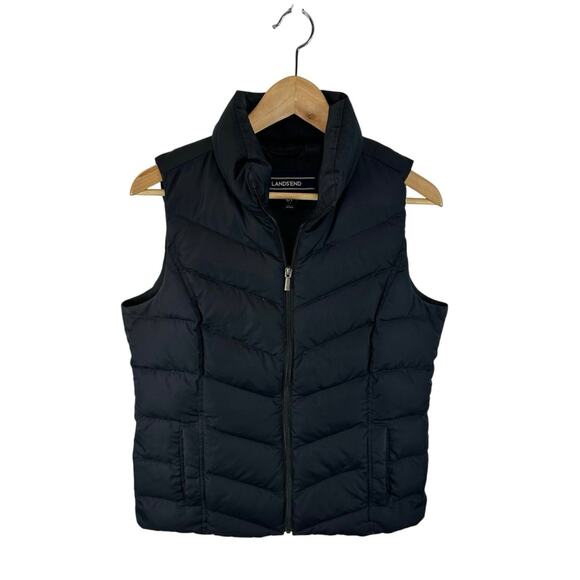 Lands End Down Puffer Vest Black Size Small Tall - Picture 1 of 11